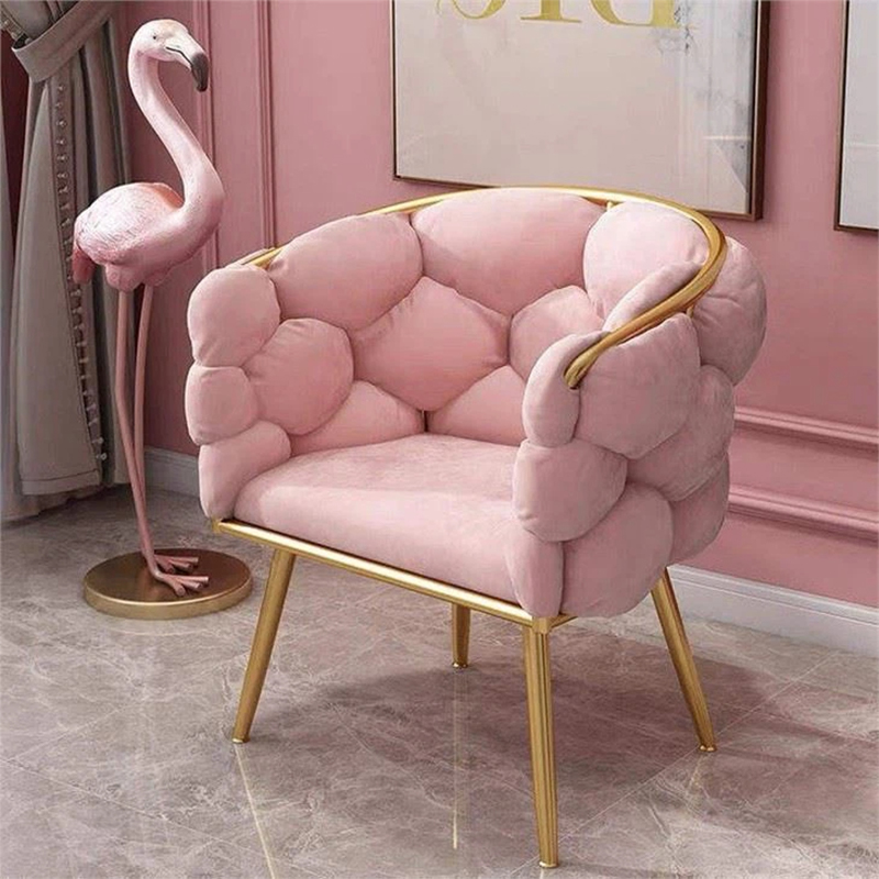 Silla tipo chaise de maquillaje de terciopelo de alta densidad para sala de estar de ocio