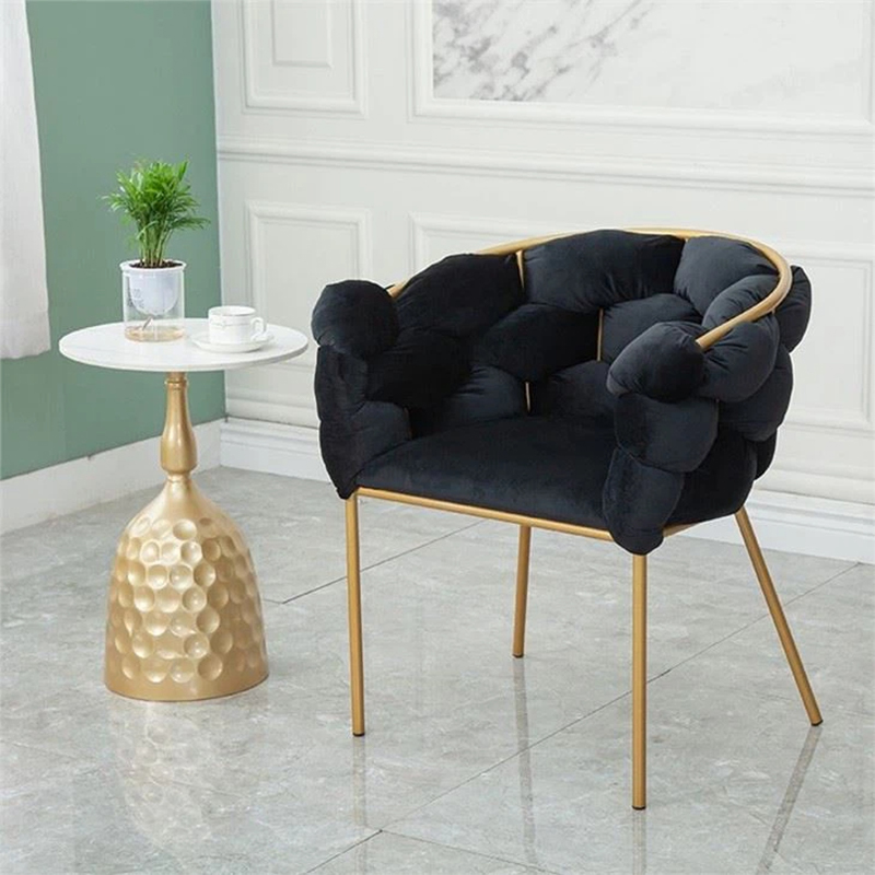 Silla tipo chaise de maquillaje de terciopelo de alta densidad para sala de estar de ocio