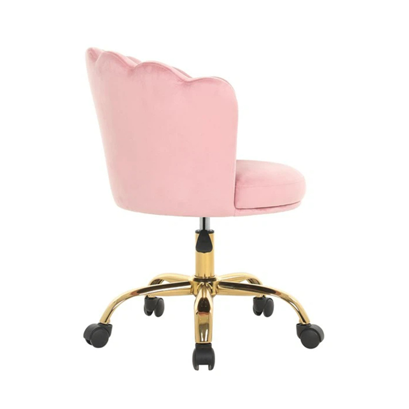 Silla de tocador rosa giratoria ajustable para sala de estar y dormitorio