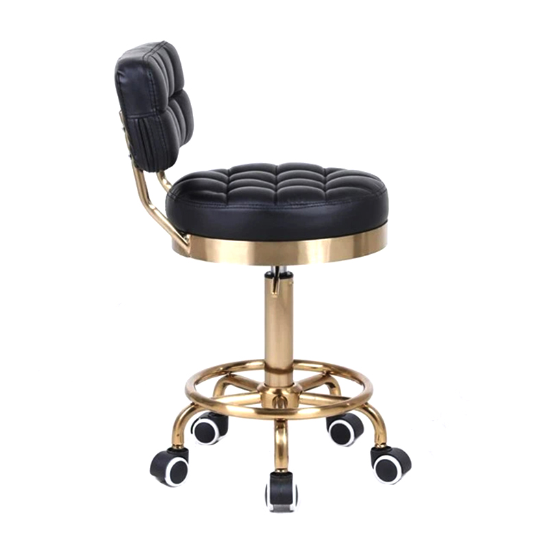 Taburete de belleza negro con soporte de espalda hidráulico Taburete de pedicura