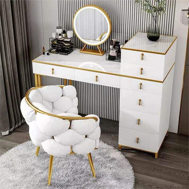 Silla tipo chaise de maquillaje de terciopelo de alta densidad para sala de estar de ocio