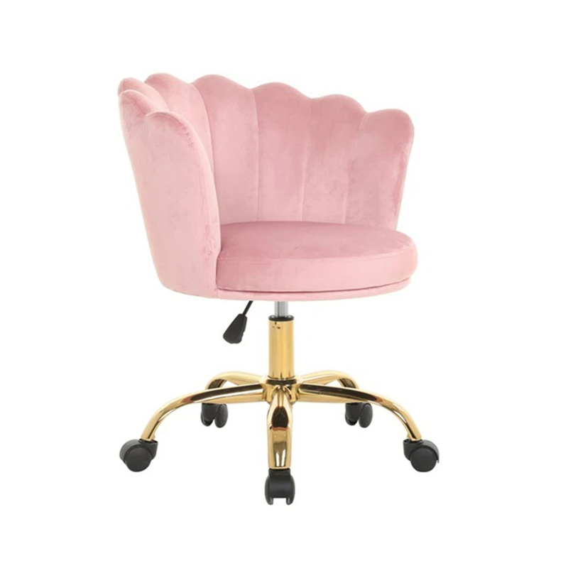 Silla de tocador rosa giratoria ajustable para sala de estar y dormitorio