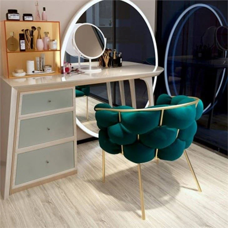 Silla tipo chaise de maquillaje de terciopelo de alta densidad para sala de estar de ocio