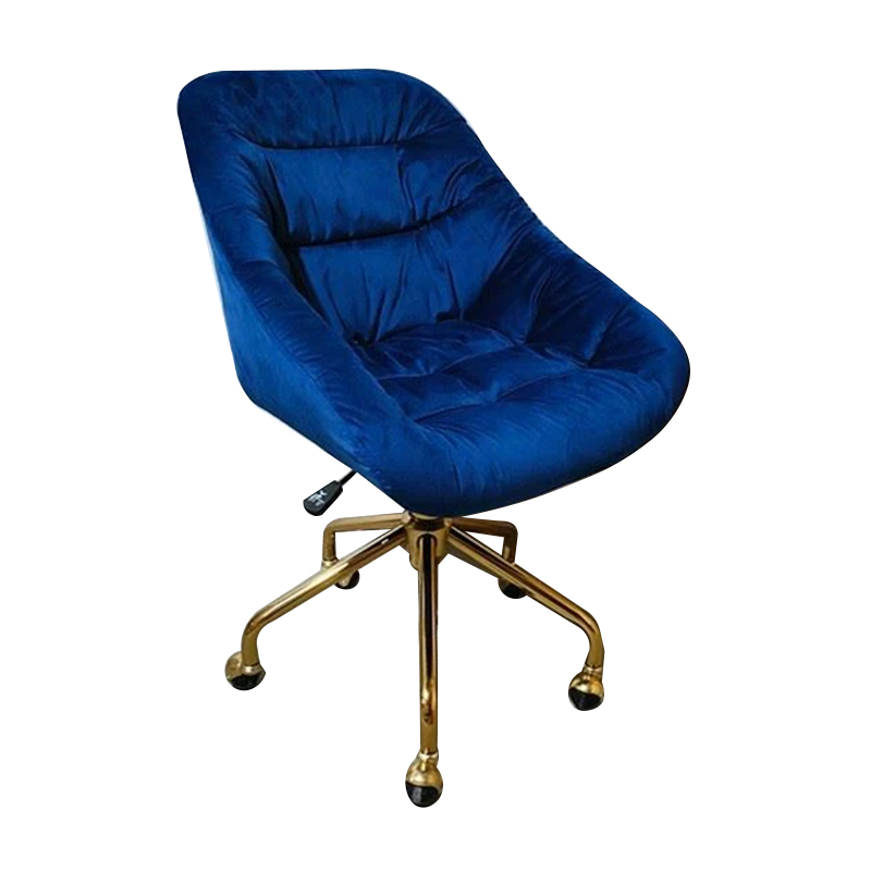 Sillón ejecutivo de terciopelo azul para sala de estar, silla de ocio