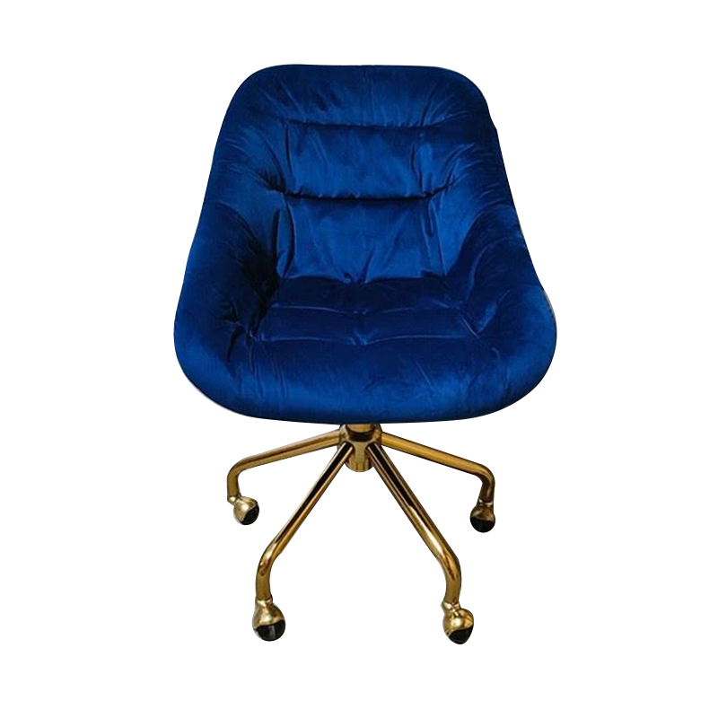 Sillón ejecutivo de terciopelo azul para sala de estar, silla de ocio